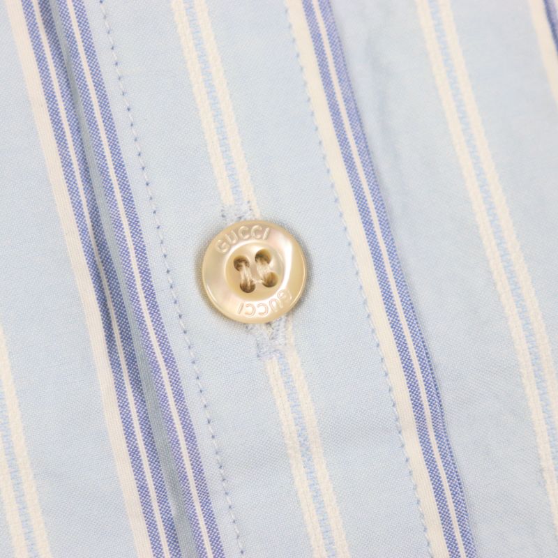  Gucci 22AW 703396 GG Embroidered Striped Pattern Logo Button Long Sleeve Long