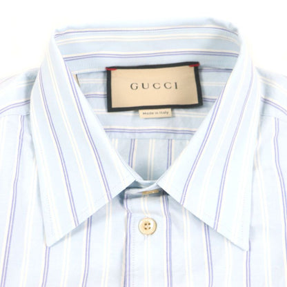 Gucci 22AW 703396 GG Embroidered Striped Pattern Logo Button Long Sleeve Long
