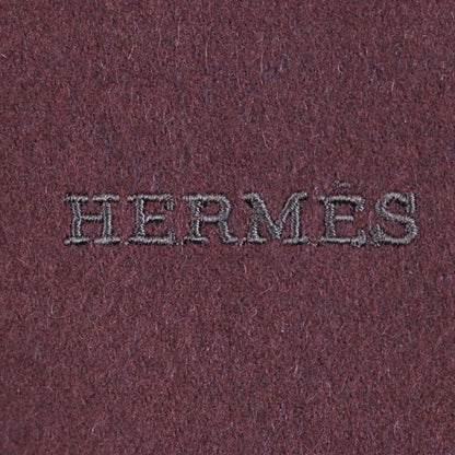  Hermes 100% Cashmere Fringed Logo Embroidery Large Scarf Red