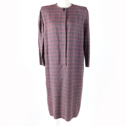 Christian DIOR Vintage Wool Cotton Allover Design Long Sleeve Dress Purple 7