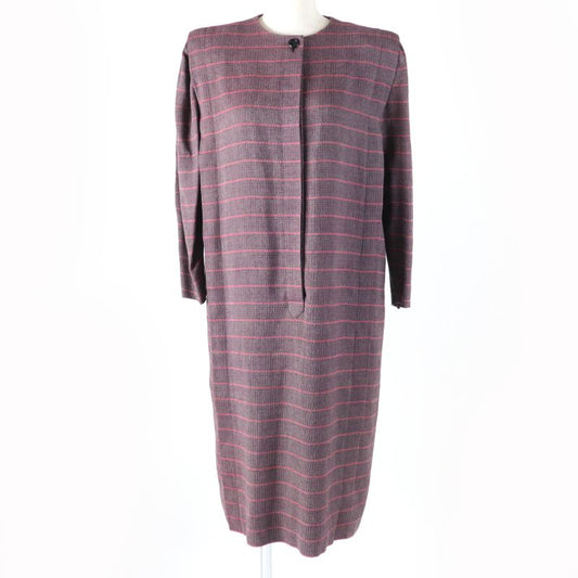 Christian DIOR Vintage Wool Cotton Allover Design Long Sleeve Dress Purple 7