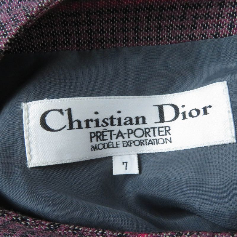 Christian DIOR Vintage Wool Cotton Allover Design Long Sleeve Dress Purple 7