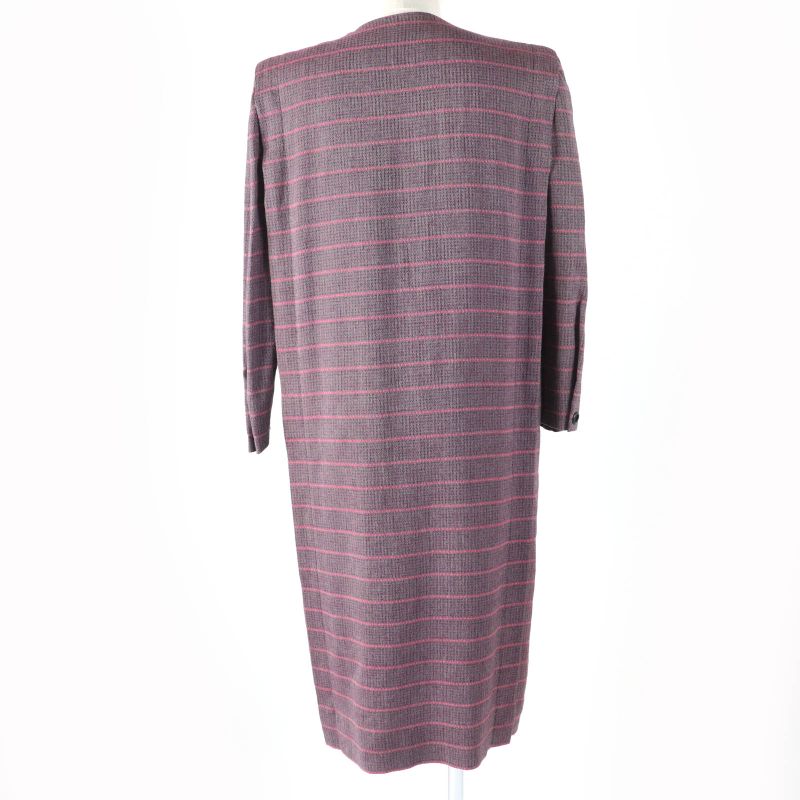 Christian DIOR Vintage Wool Cotton Allover Design Long Sleeve Dress Purple 7