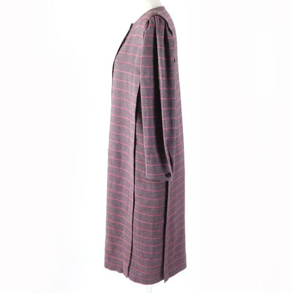 Christian DIOR Vintage Wool Cotton Allover Design Long Sleeve Dress Purple 7