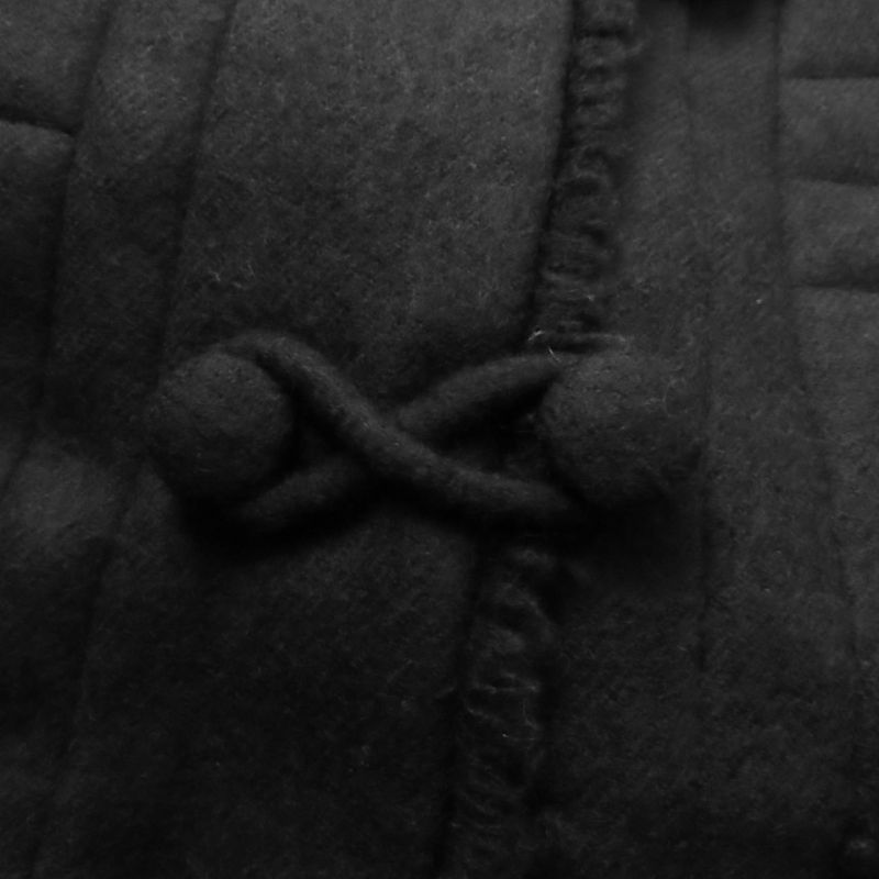 CHANEL P28956 06A 100% Silk Lining With Logo Plate Cut-off Wool Coat Black 36