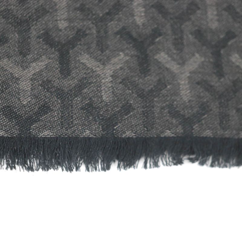 Saint Laurent Paris Cashmere Silk Stefano Virati Period Logo Fringe Scarf Black