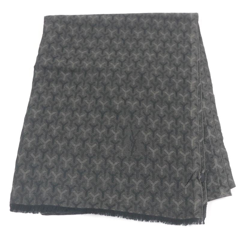 Saint Laurent Paris Cashmere Silk Stefano Virati Period Logo Fringe Scarf Black