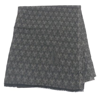 Saint Laurent Paris Cashmere Silk Stefano Virati Period Logo Fringe Scarf Black