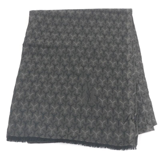 Saint Laurent Paris Cashmere Silk Stefano Virati Period Logo Fringe Scarf Black