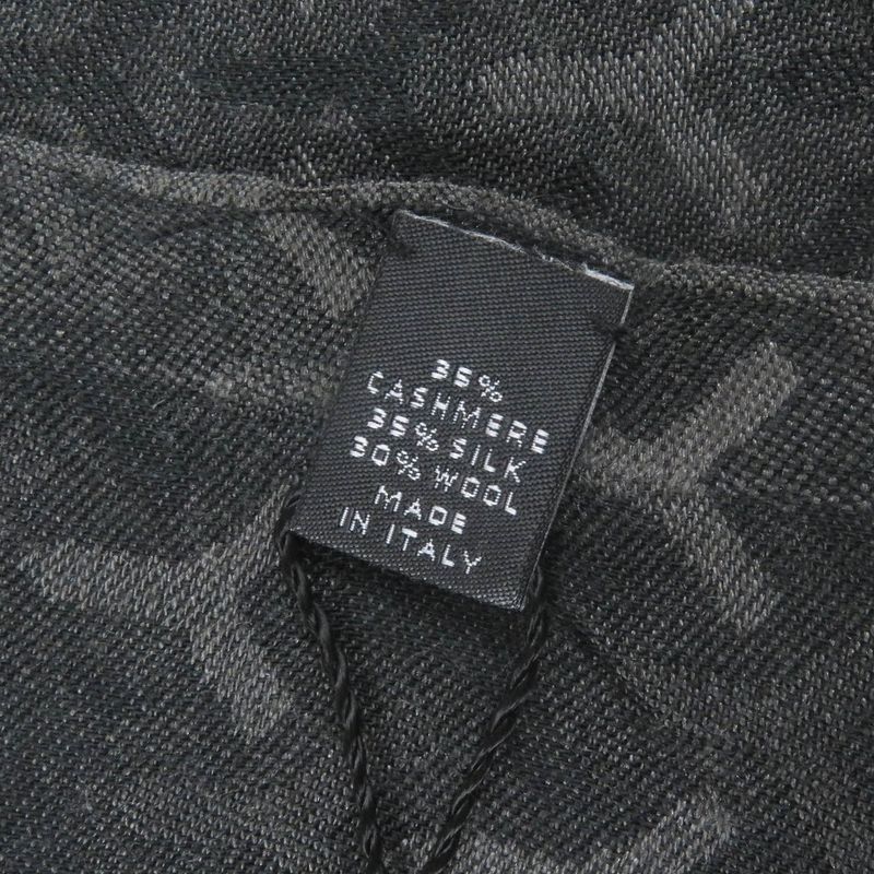 Saint Laurent Paris Cashmere Silk Stefano Virati Period Logo Fringe Scarf Black