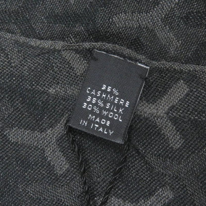 Saint Laurent Paris Cashmere Silk Stefano Virati Period Logo Fringe Scarf Black