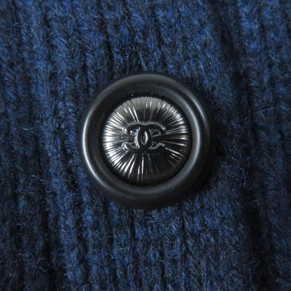 CHANEL 17B P57290k07490 100% Cashmere Gabrielle COCO Knit Coat With Belt Navy