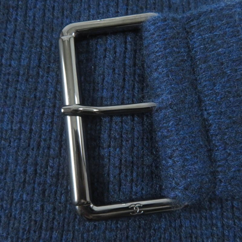 CHANEL 17B P57290k07490 100% Cashmere Gabrielle COCO Knit Coat With Belt Navy