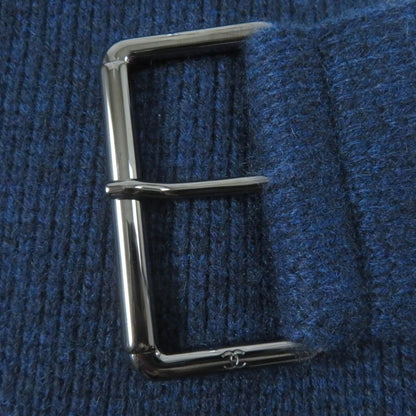 CHANEL 17B P57290k07490 100% Cashmere Gabrielle COCO Knit Coat With Belt Navy