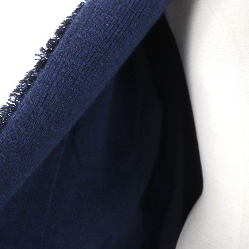 CHANEL 17B P57290k07490 100% Cashmere Gabrielle COCO Knit Coat With Belt Navy