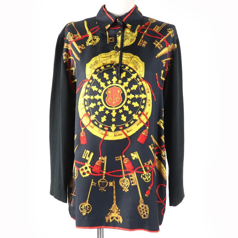 Hermes Vintage LES CLES THE KEYS RARE Silk Cashmere Blend Twill Raine Long