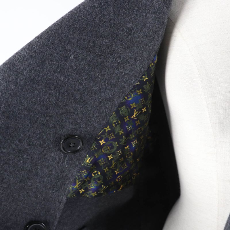 Louis Vuitton Wool Cashmere Blend Lamb Leather Trim Lined Monogram With Belt