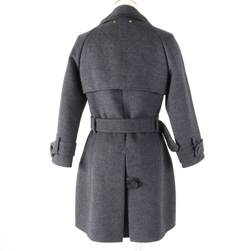 Louis Vuitton Wool Cashmere Blend Lamb Leather Trim Lined Monogram With Belt