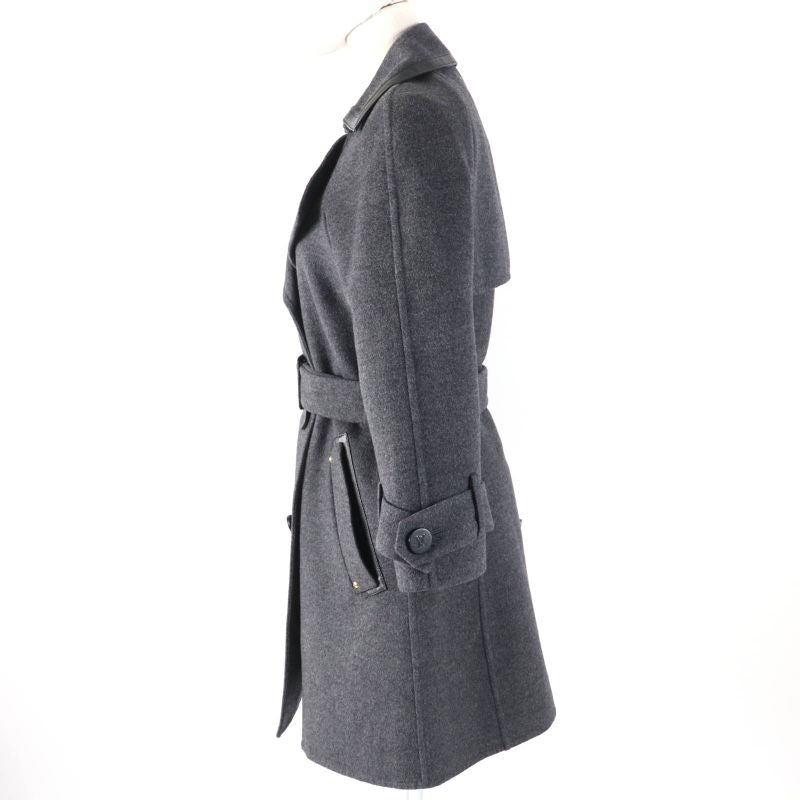 Louis Vuitton Wool Cashmere Blend Lamb Leather Trim Lined Monogram With Belt