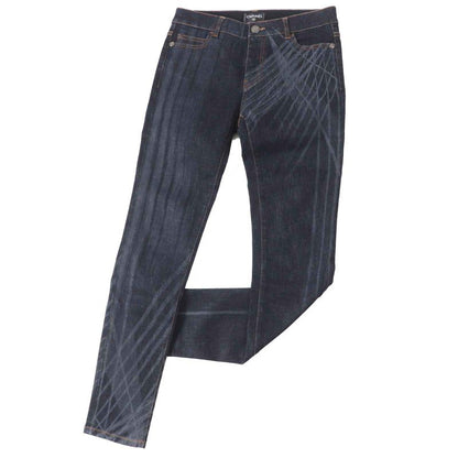 CHANEL P47726 Cotton Coco Mark Buttoned Design Skinny Denim Pants Indigo Blue
