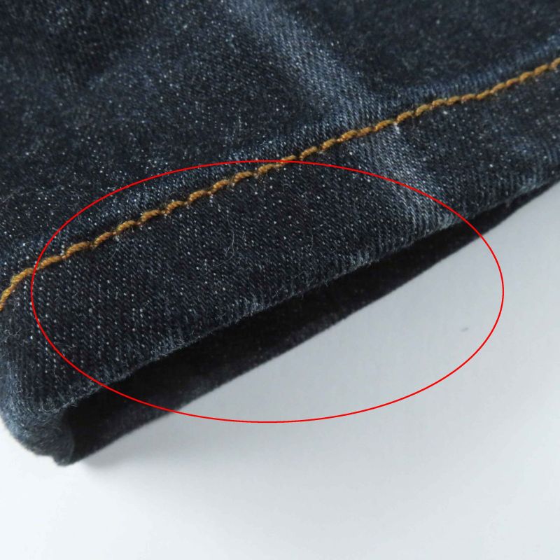 CHANEL P47726 Cotton Coco Mark Buttoned Design Skinny Denim Pants Indigo Blue