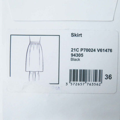 CHANEL 21C P70024 Coco Mark Button Tweed Tight Skirt With Rhinestones Black 36