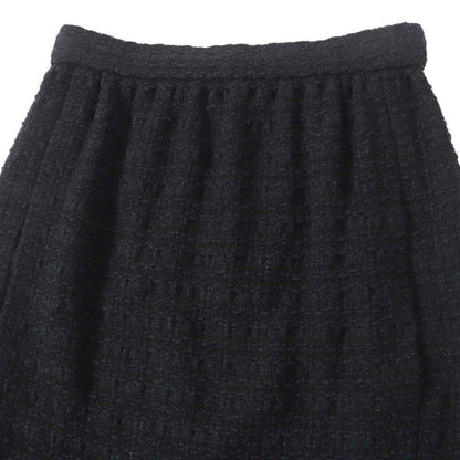 CHANEL 21C P70024 Coco Mark Button Tweed Tight Skirt With Rhinestones Black 36
