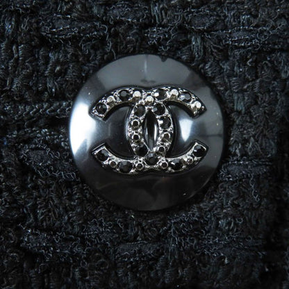 CHANEL 21C P70024 Coco Mark Button Tweed Tight Skirt With Rhinestones Black 36