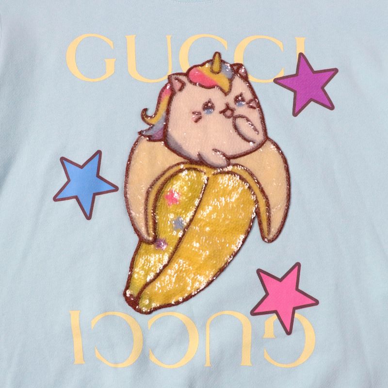 Gucci 22AW 617964 100% Cotton 100% Sequin Embellished Banana Sweatshirt Light