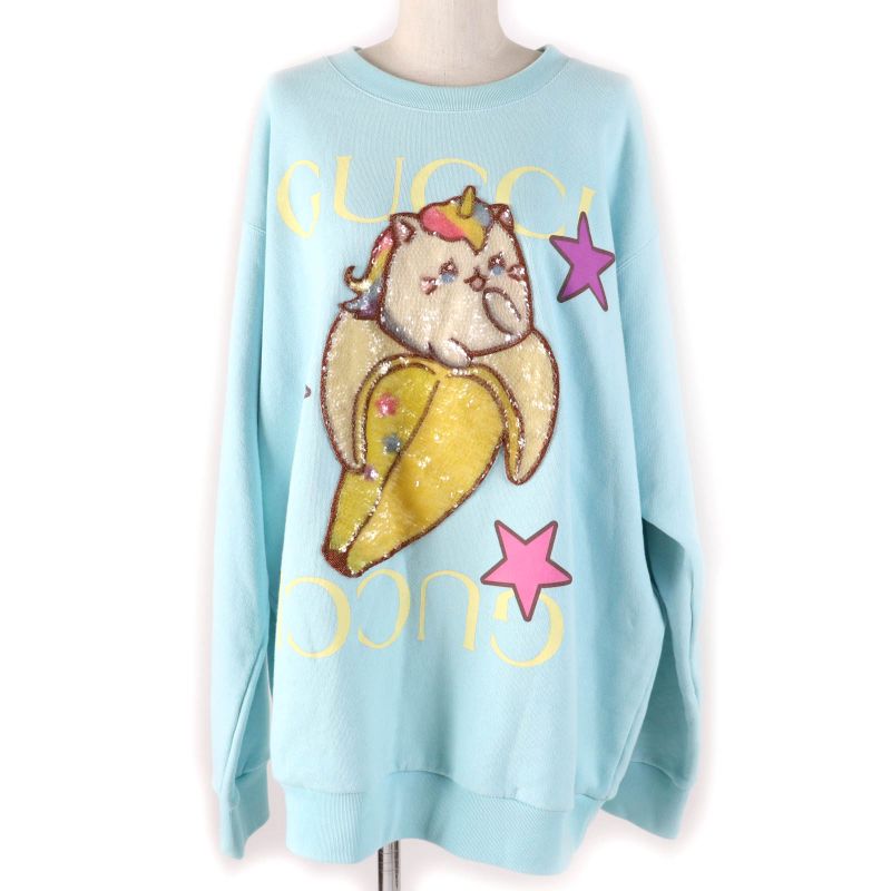 Gucci 22AW 617964 100% Cotton 100% Sequin Embellished Banana Sweatshirt Light