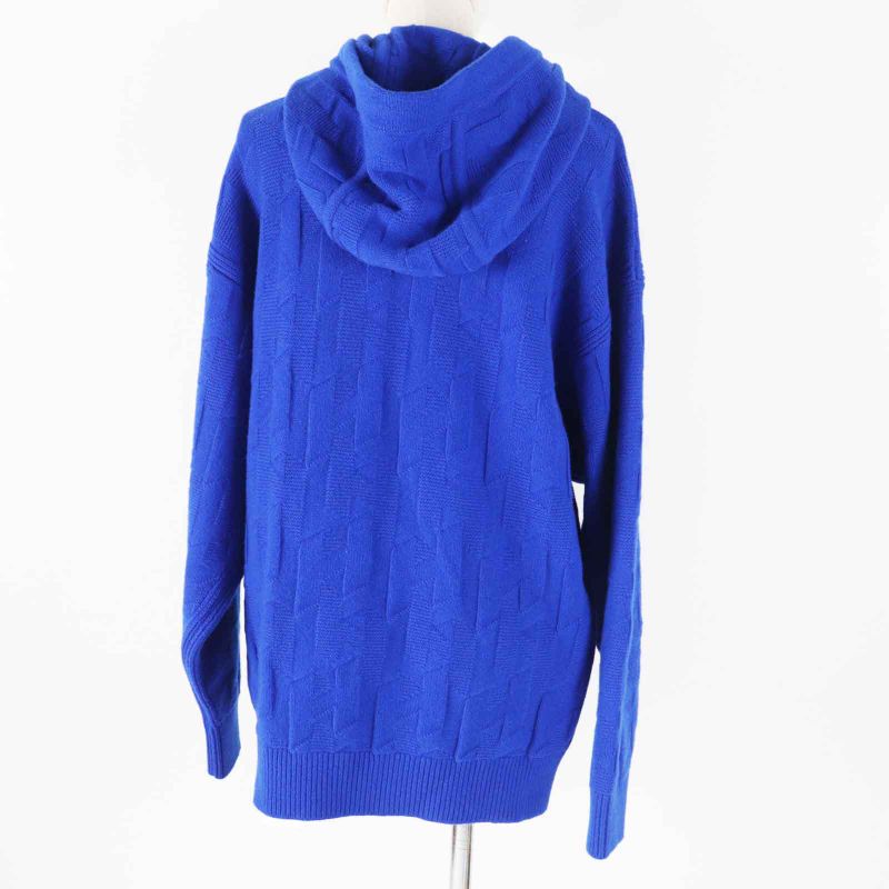 Hermes 24SS 4e2623d3 Wool Oversized H Motif Long Sleeve Knit Hoodie/hoodie Blue