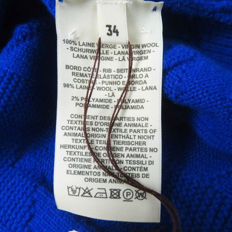 Hermes 24SS 4e2623d3 Wool Oversized H Motif Long Sleeve Knit Hoodie/hoodie Blue