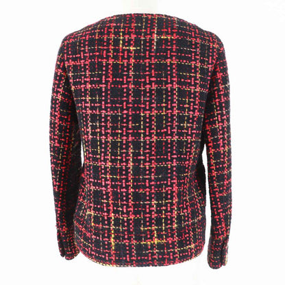 CHANEL 22A P73176 Coco Mark Bijoux Button Ribbon Tweed Collarless Jacket Black