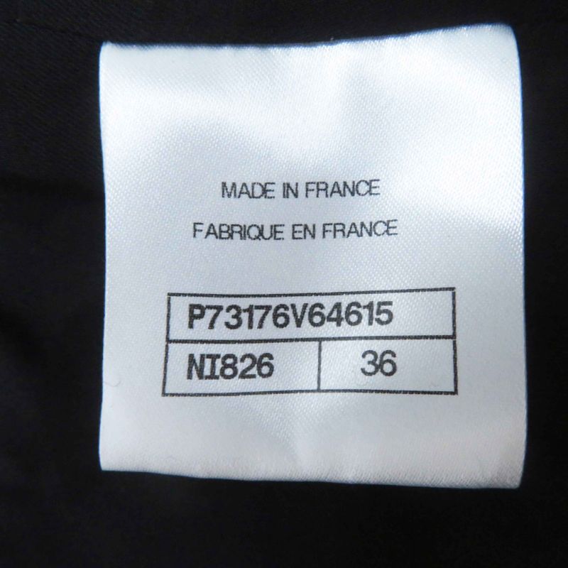 CHANEL 22A P73176 Coco Mark Bijoux Button Ribbon Tweed Collarless Jacket Black