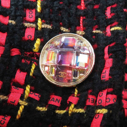 CHANEL 22A P73176 Coco Mark Bijoux Button Ribbon Tweed Collarless Jacket Black