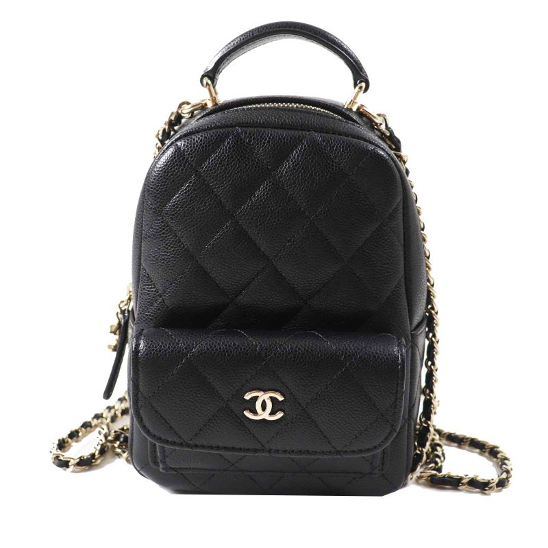 CHANEL Ap3753 Random Serial Matelasse Caviar Skin Backpack/backpack Black Gold