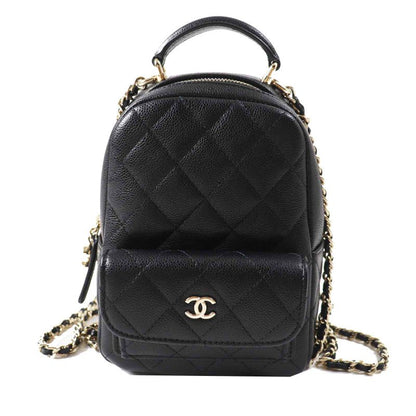 CHANEL Ap3753 Random Serial Matelasse Caviar Skin Backpack/backpack Black Gold