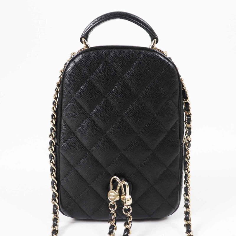 CHANEL Ap3753 Random Serial Matelasse Caviar Skin Backpack/backpack Black Gold
