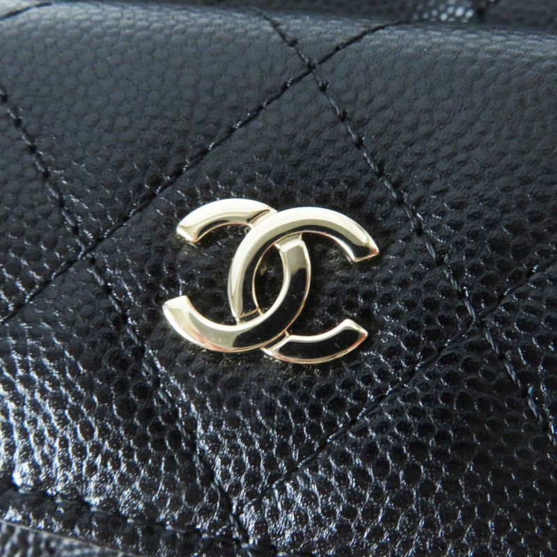 CHANEL Ap3753 Random Serial Matelasse Caviar Skin Backpack/backpack Black Gold