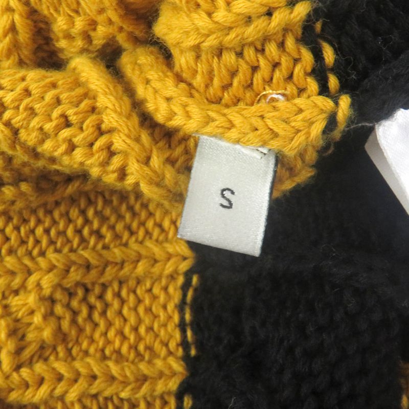 Gucci 545709 100% Cotton Striped Animal Patch Knit Sweater Yellow Black S Made