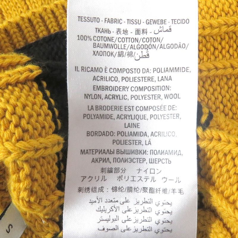 Gucci 545709 100% Cotton Striped Animal Patch Knit Sweater Yellow Black S Made