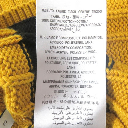 Gucci 545709 100% Cotton Striped Animal Patch Knit Sweater Yellow Black S Made