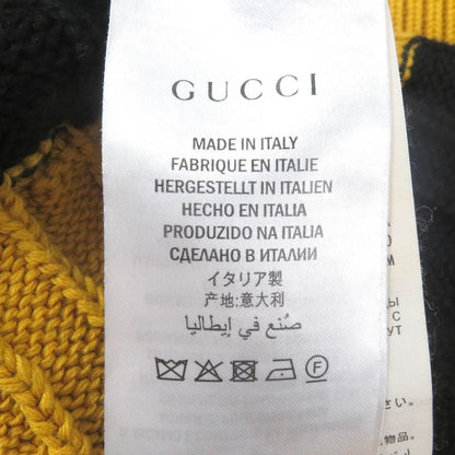 Gucci 545709 100% Cotton Striped Animal Patch Knit Sweater Yellow Black S Made