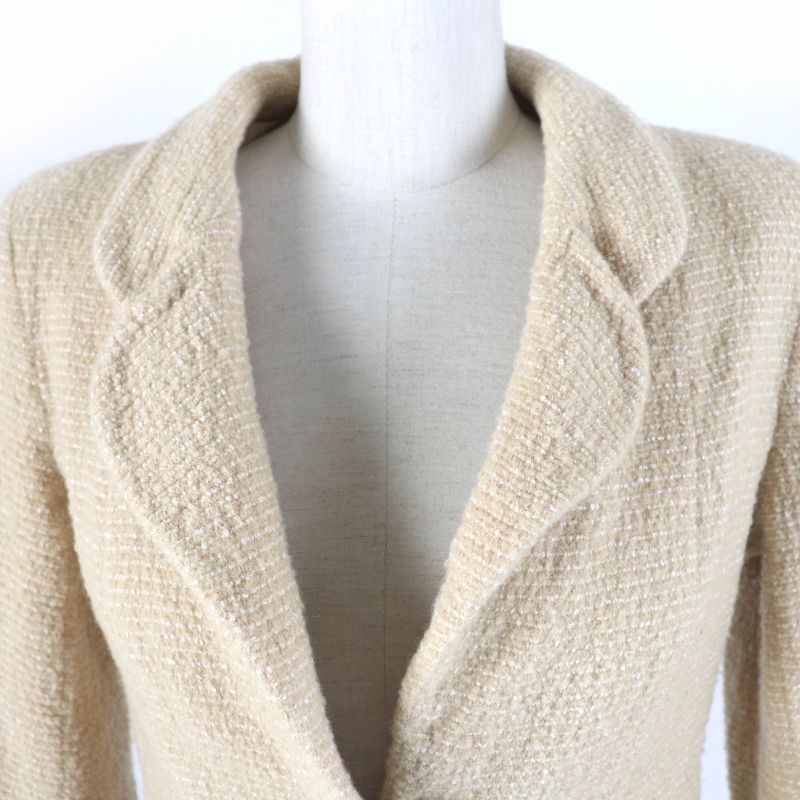 CHANEL Vintage 02C P18870v10901 Coco Mark Shell Button Tweed Jacket Beige
