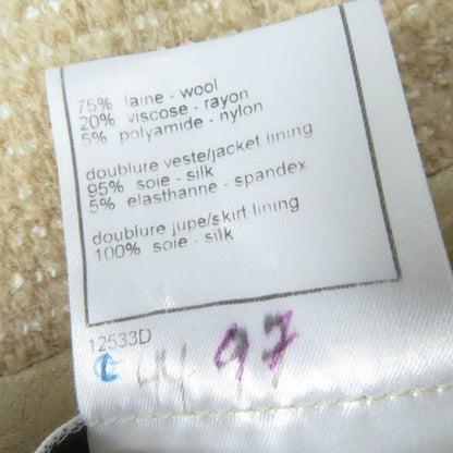 CHANEL Vintage 02C P18870v10901 Coco Mark Shell Button Tweed Jacket Beige