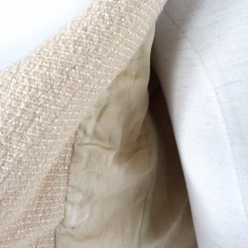 CHANEL Vintage 02C P18870v10901 Coco Mark Shell Button Tweed Jacket Beige