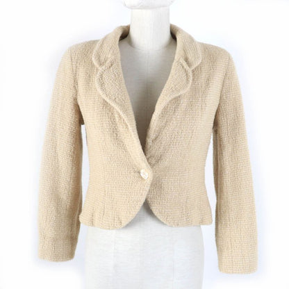 CHANEL Vintage 02C P18870v10901 Coco Mark Shell Button Tweed Jacket Beige