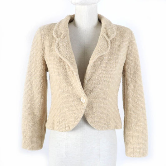 CHANEL Vintage 02C P18870v10901 Coco Mark Shell Button Tweed Jacket Beige