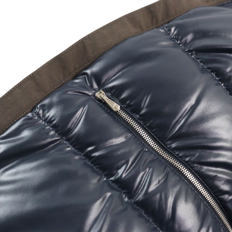 Hermes 23AW Technique Crispet Serie Button Quilted Hooded Double Zip Leather