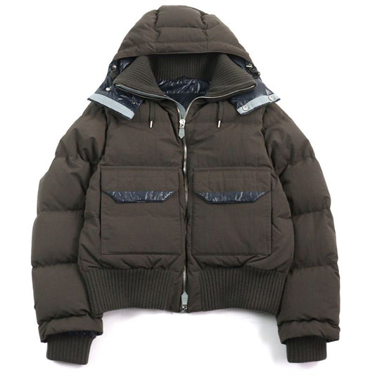 Hermes 23AW Technique Crispet Serie Button Quilted Hooded Double Zip Leather